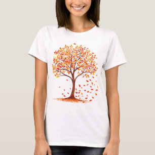 Vackert Hösten Träd Orange Höst löv säsong T Shirt