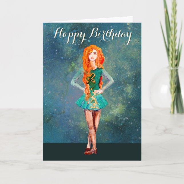 Vackert Irish Dancer Hard Shoe Dance Birthday Kort (Framsida)