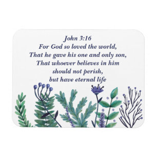 Vackert John 3:16 för Gud så älskade världen Magnet