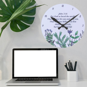 Vackert John 3:16 för Gud så älskade världen. Rund Klocka