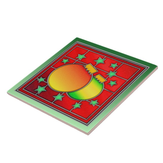 Vackert julfärgad glasbild kakelplatta (Sidan)