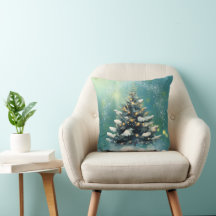 Vackert Julgran med Snö och Guld Ljus