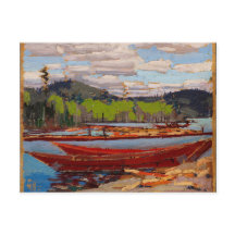 Vackert kanadensiska Sjö Scene Tom Thomson Bateaux