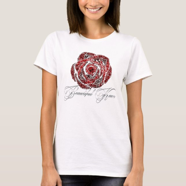 Vackert Kaos White Top Tee Shirt (Framsida)