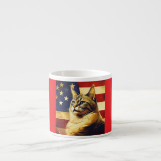 Vackert katt med amerikansk Flagga baksida Espressomugg