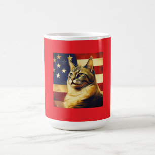 Vackert katt med amerikansk Flagga baksida Kaffemugg
