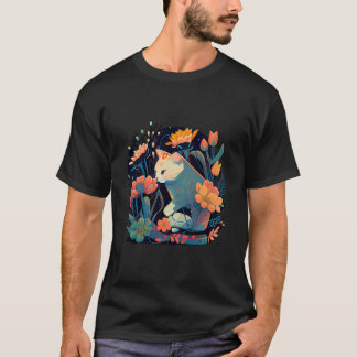 Vackert kattunge i en Blomsterträdgård Ram Moth T Shirt