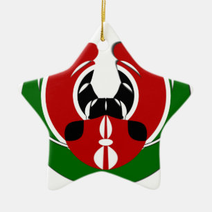 Vackert Kenyanska teaterkonst: Kenyan Flagga Butte Julgransprydnad Keramik