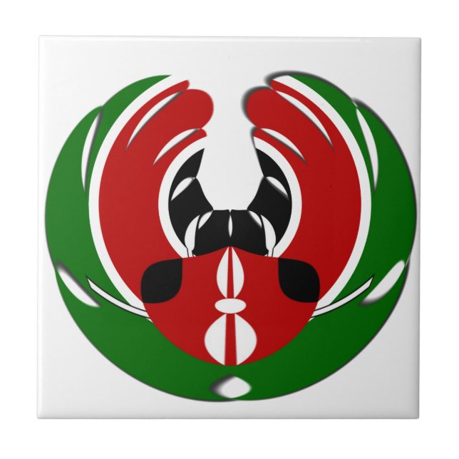 Vackert Kenyanska teaterkonst: Kenyan Flagga Butte Kakelplatta (Framsidan)