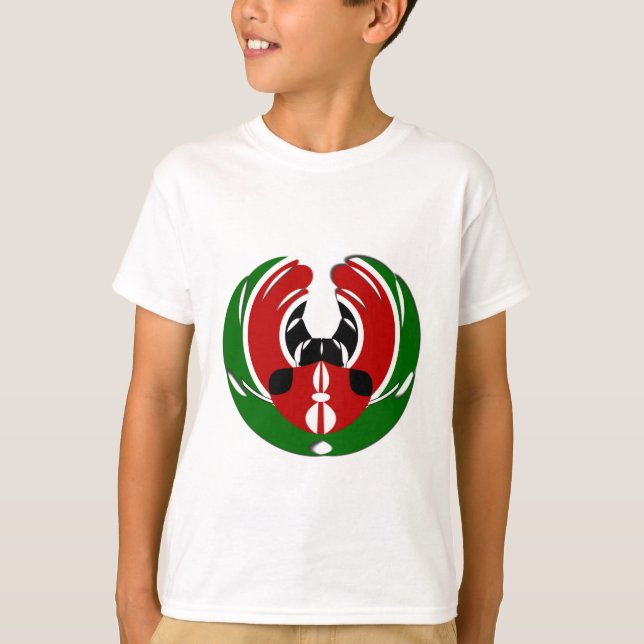 Vackert Kenyanska teaterkonst: Kenyan Flagga Butte Tee Shirt (Framsida)