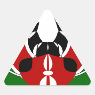 Vackert Kenyanska teaterkonst: Kenyan Flagga Butte Triangelformat Klistermärke