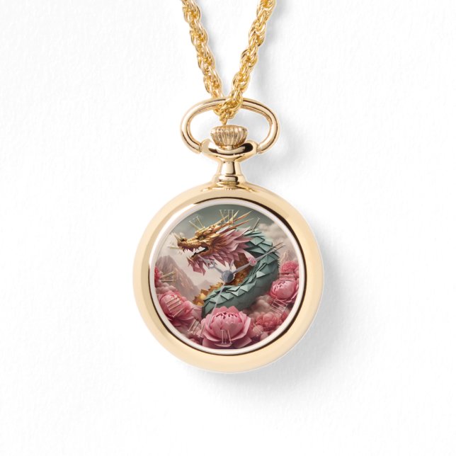 Vackert kinesiskt nyårskort 2024 WW Armbandsur (Framsida)