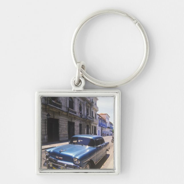 Vackert klassisk Chevrolet återställd från Fyrkantig Silverfärgad Nyckelring (Framsidan)