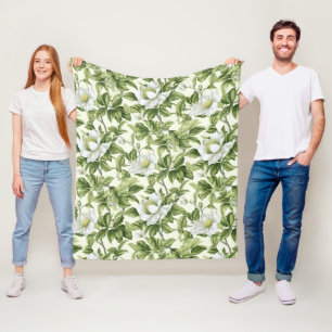 Vackert klassiskt blommönster fleecefilt
