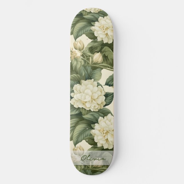 Vackert klassiskt blommönster mini skateboard bräda 18,5 cm (Framsida)