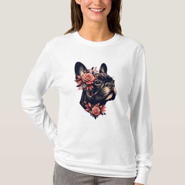 Vackert konstgjord Frenchie T Shirt (Framsida)