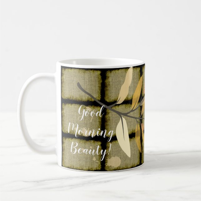 Vackert konsthandling med klassisk blomning kaffemugg (Vänster)
