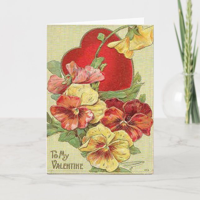 Vackert kort för alla hjärtans dag i Blommigt (Framsida)