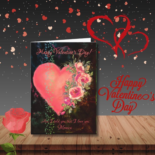 Vackert kort för Rosa Heart Valentine Day Card ( Beautiful Pink Heart Valentine's Day Card )
