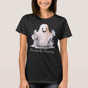 Vackert kusligt sött spöke svart Halloween T Shirt