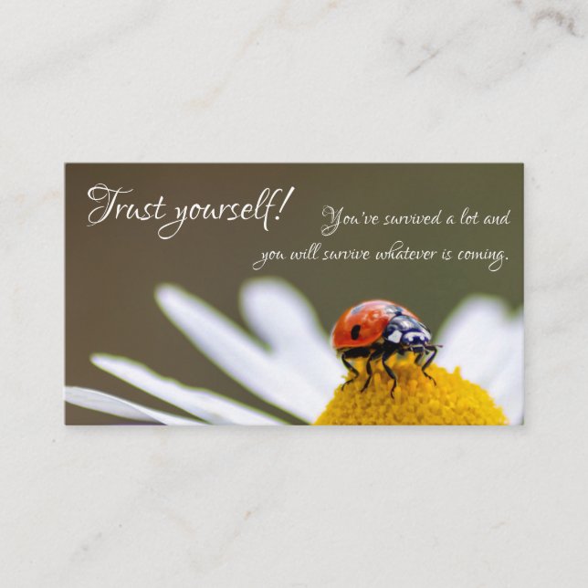 Vackert ladybug med motiverande citat visitkort (Framsida)
