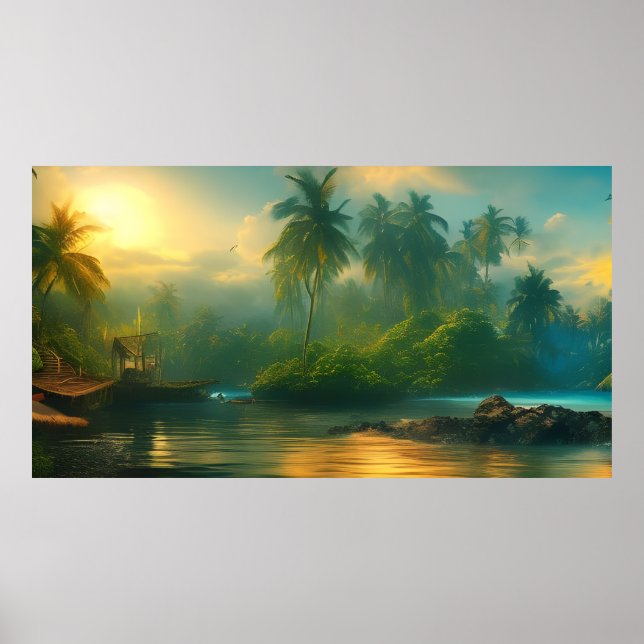 Vackert landskap i södra Stilla havet Poster (Framsidan)