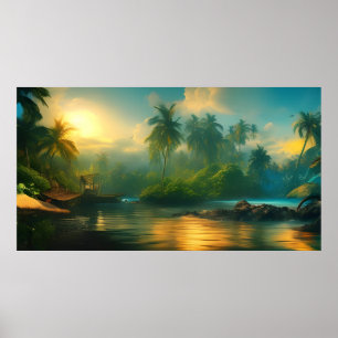 Vackert landskap i södra Stilla havet Poster