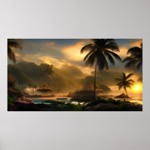 Vackert landskap i södra Stilla havet Poster