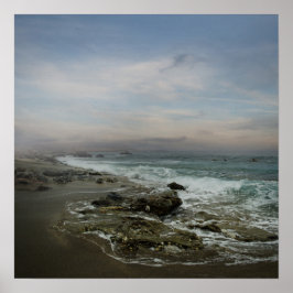 Vackert landskap med hav och dramatisk himlar poster