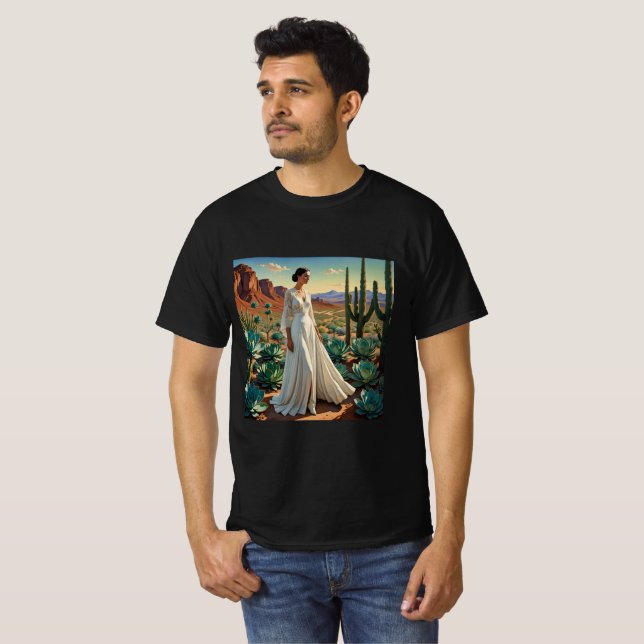 Vackert landskap med Woman Andlig Art T Shirt (Hel framsida)