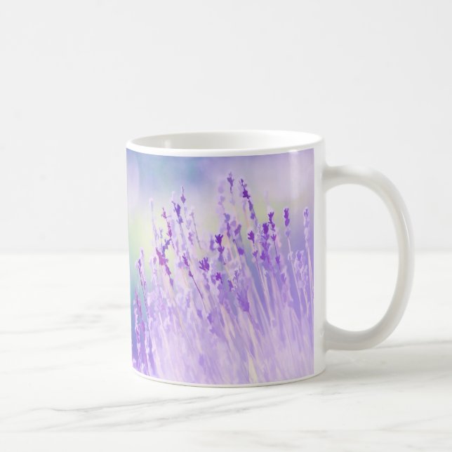 Vackert Lavender Flower Fält eller Lila av ängar Kaffemugg (Höger)