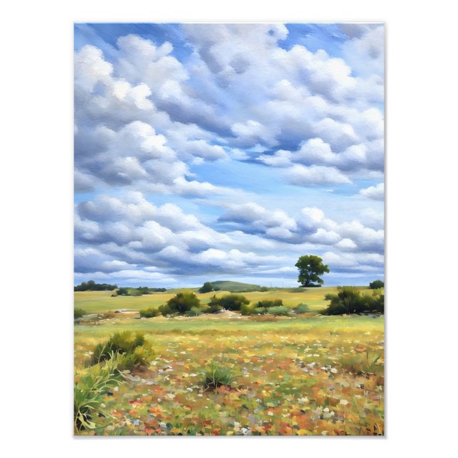 Vackert liggande med vibrant Wildblommor Fototryck (Framsidan)