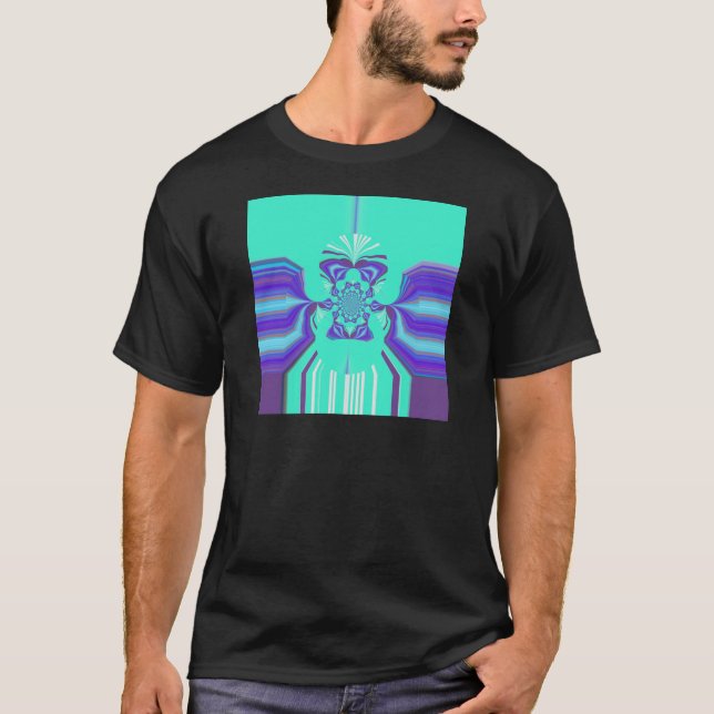 Vackert Lila Cyan Iridescent Blue-vektor färg T Shirt (Framsida)