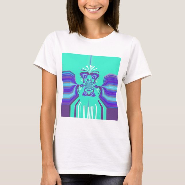 Vackert Lila Cyan Iridescent Blue-vektor färg Tee Shirt (Framsida)
