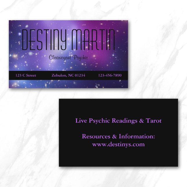 Vackert lila kosmisk metafysisk visitkort (Pretty Purple Cosmic Metaphysical Business Card)