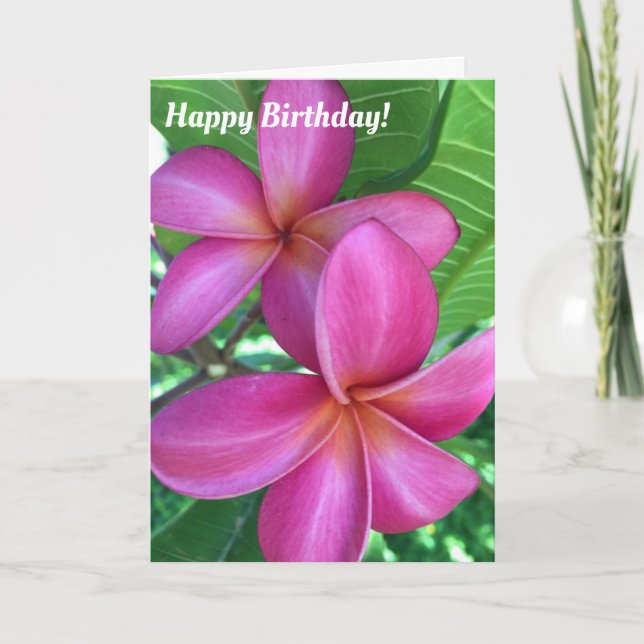 Vackert Lila Plumeria Maui Birthday Kort (Framsida)