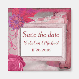 Vackert Lila Rustic, spara datumet Magnet