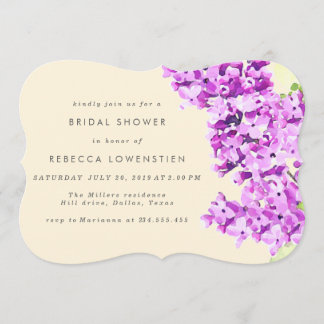 Vackert Lilac Blommigt Watercolor Möhippa Inbjudningar
