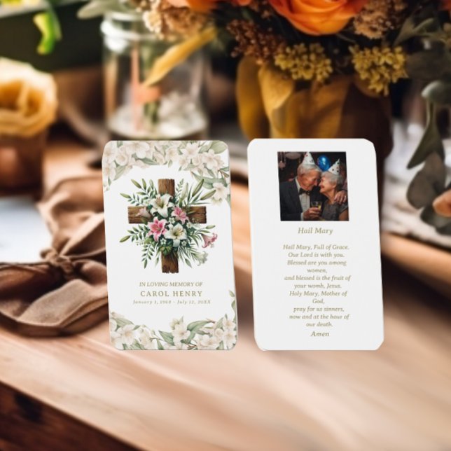 Vackert Lily-katolskt hagel Mary Prayer-kort Visitkort (Skapare uppladdad)