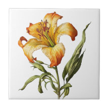Vackert Lily Vintage Botaniskt keramiskt Tile