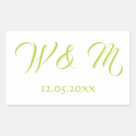 Vackert Lime och Vit Rektangulärt Klistermärke