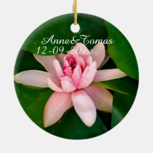 Vackert Lotus Flower Photo Save Date Julgransprydnad Keramik