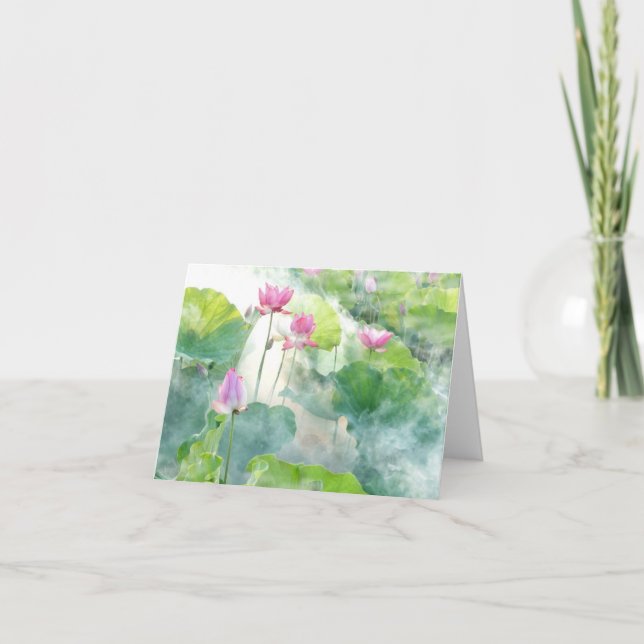 Vackert Lotus Sommar Blanka anteckningskort (Framsida)
