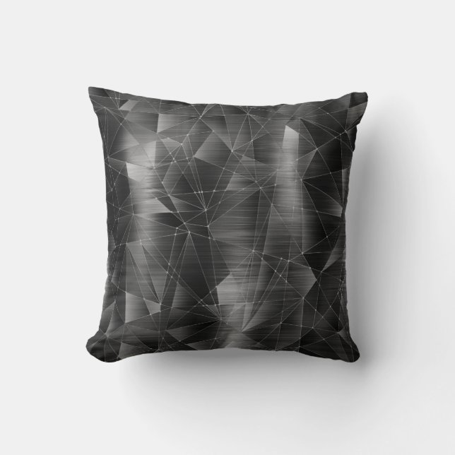 Vackert Luxury Black Silver Geometrical Mönster Kudde (Framsida)