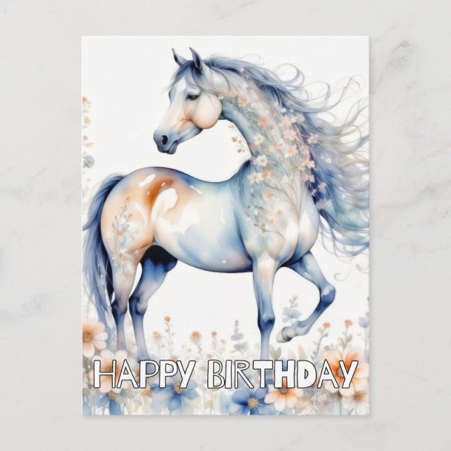 Vackert Majestic Horse Illustration Vykort (Framsida)