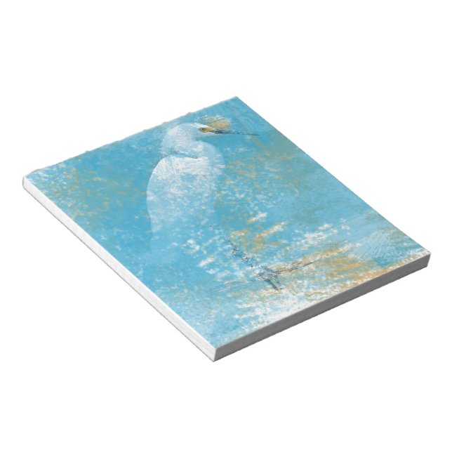 Vackert målat Snowy Egret Memo Pad (Vinklad)