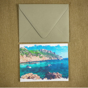 Vackert Mallorca Watercolor Spanien Vykort