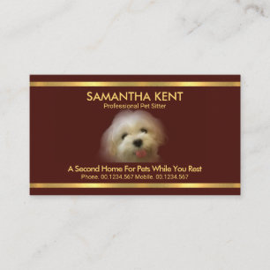 Vackert maltesiskt Hund Red Guld Rand Pet Sitter Visitkort