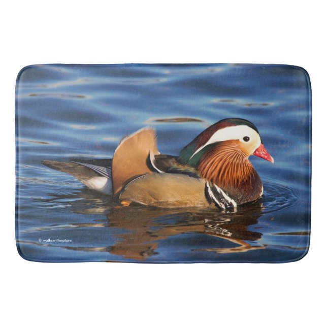 Vackert Mandarin Anka i Pond Bath Mat Badrumsmatta (Framsidan)