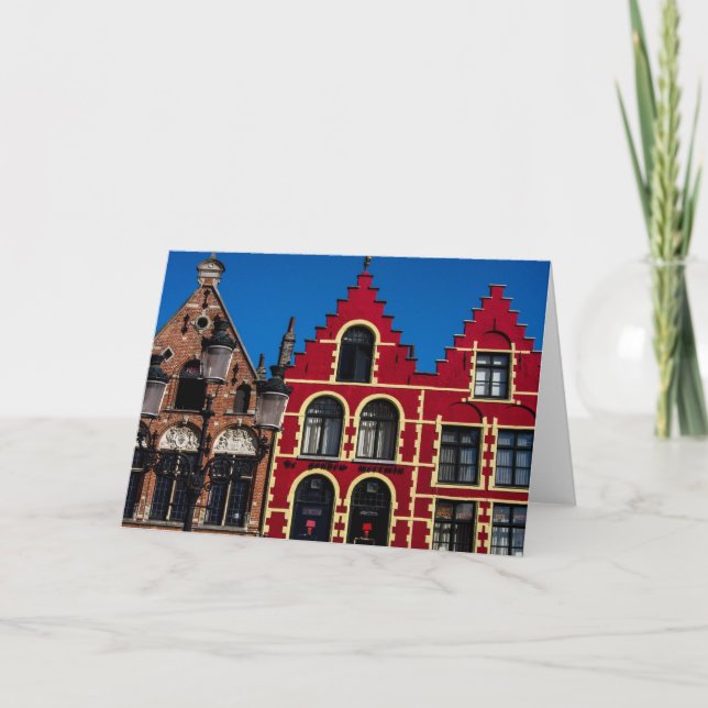 Vackert Markt Square of Bruges Greeting Card Kort (Framsida)